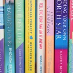 Self-help books on bookshelf